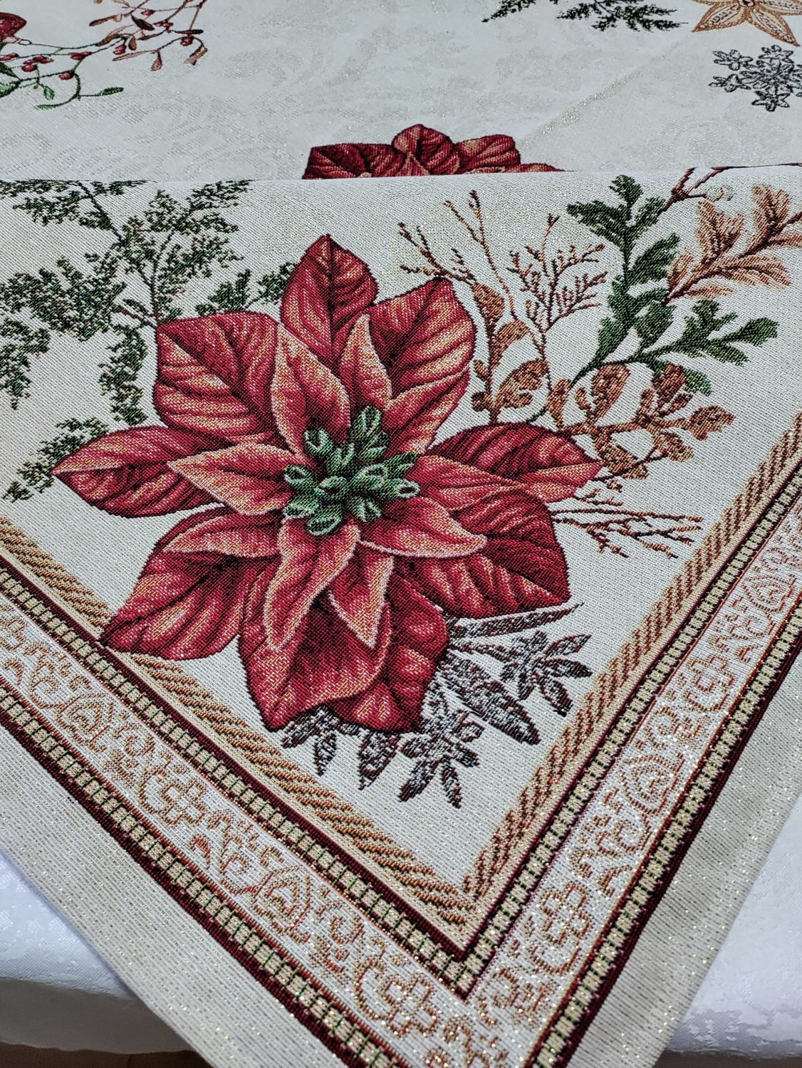 Față de masă / napron 100x100 cm poinsettia roșie