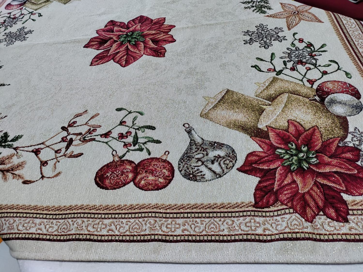 Față de masă / napron 100x100 cm poinsettia roșie