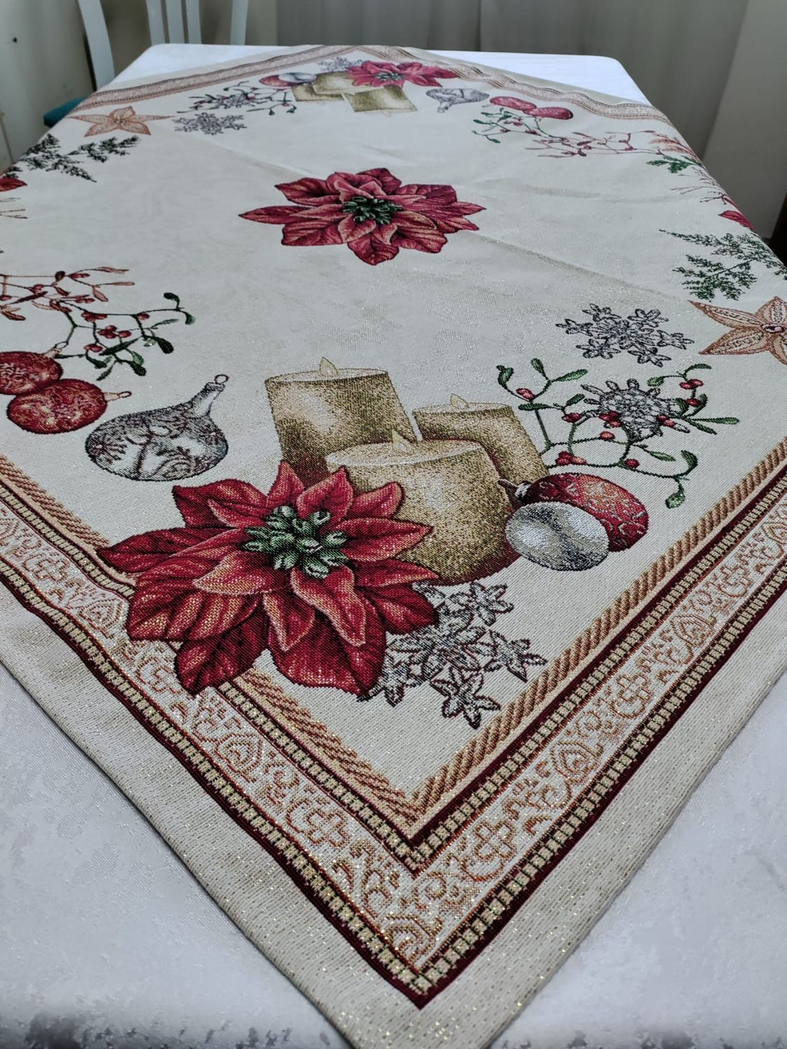 Față de masă / napron 100x100 cm poinsettia roșie