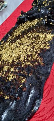 Traversă masă paiete reversibile negru si auriu