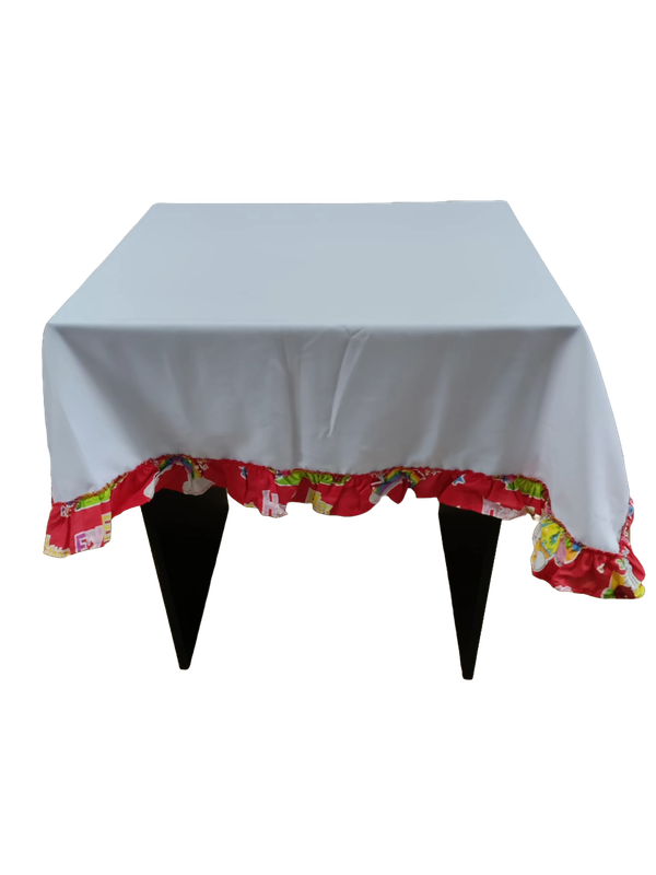 Față masă minimat alb cu volan încrețit bumbac imprimeu Pascal (140x140 cm) Față masă minimat alb cu volan încrețit bumbac imprimeu Pascal (140x140 cm)