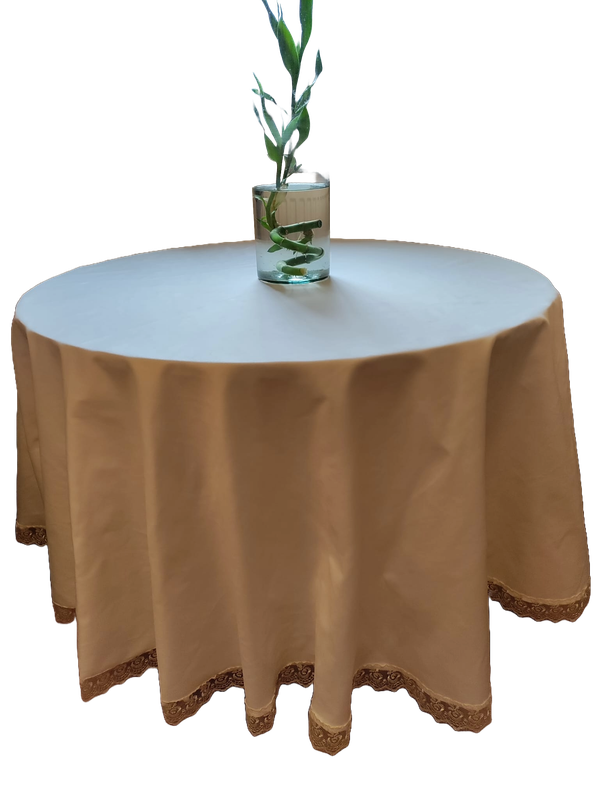 Față masă rotundă, diametrul 175 cm, cu dantelă ivory Față masă rotundă, diametrul 175 cm, cu dantelă ivory