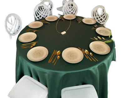Fețe masă rotunde brocart satinat verde smarald