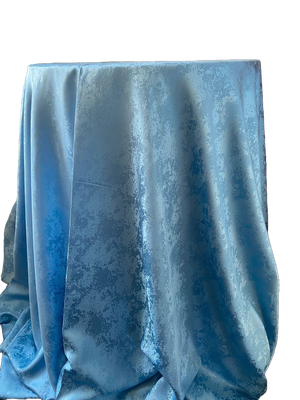 Față de masă rotunda, brocart ape albastru deschis