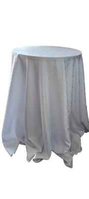 Fețe de masă brocart alb ”fleur de lis”,  diametrul 340cm