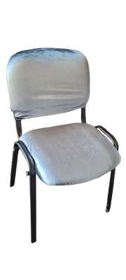 Husă catifea gri metalizat scaun vizitator ( 2 piese)