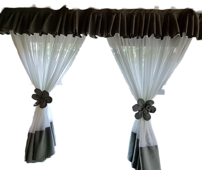 Perdea scurtă in tonuri gri-verde pal