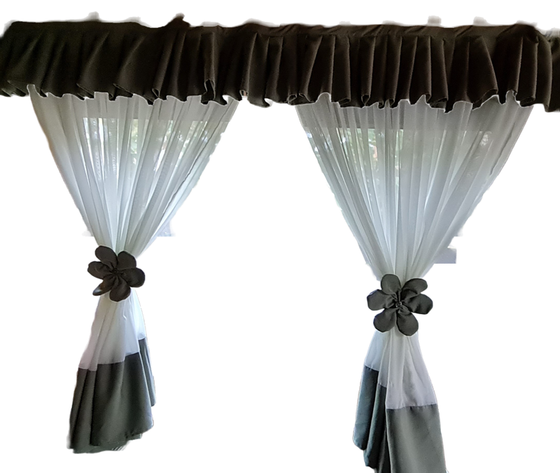 Perdea scurtă in tonuri gri-verde pal