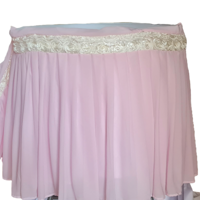 Fusta masa voal roz și trandafiri 3D