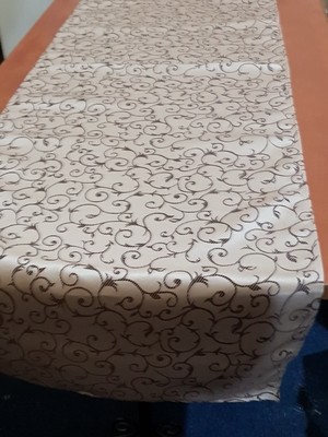 Napron 48x175 cm brocart crem& maro