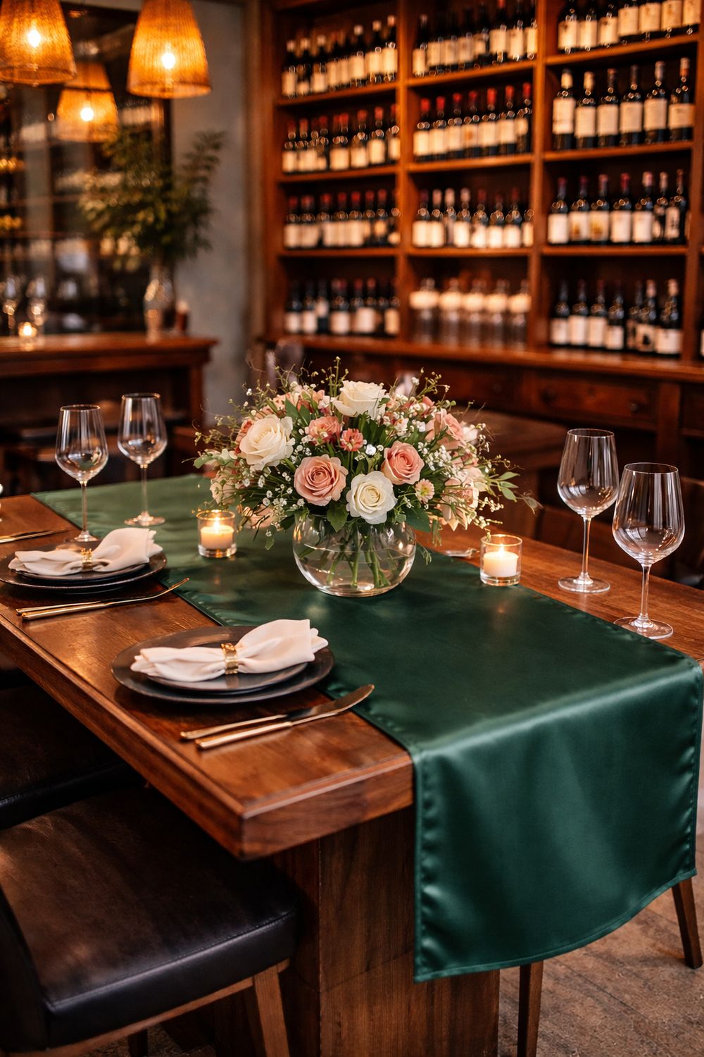 Napron brocart satinat verde smarald