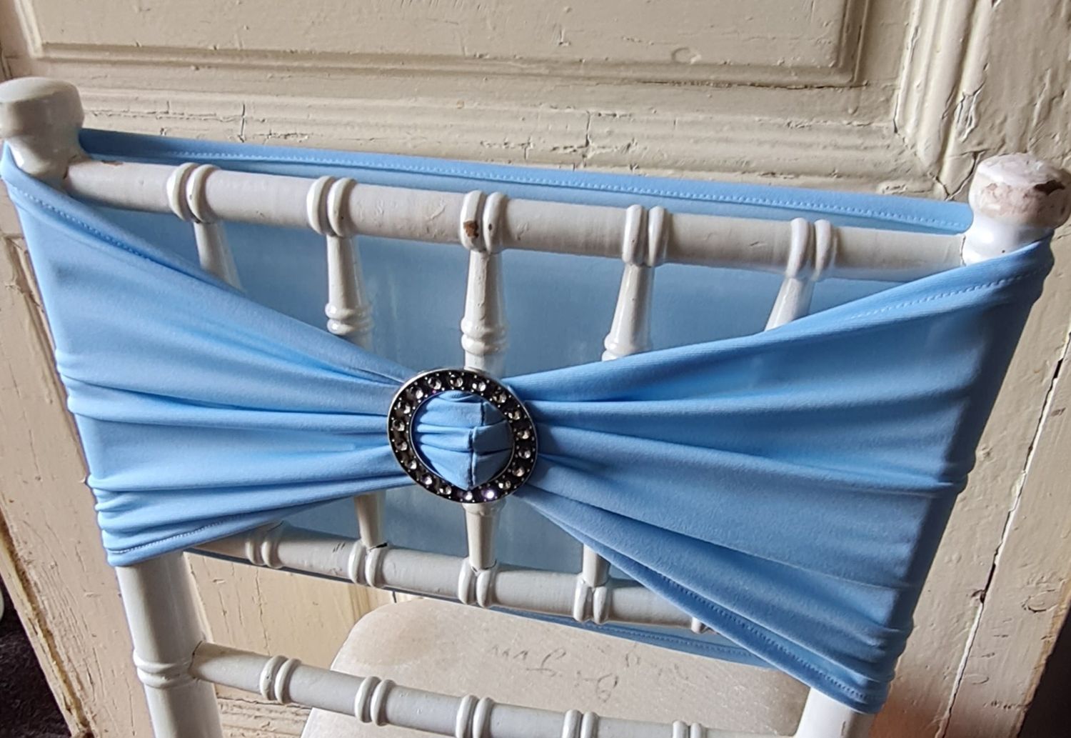 Benzi elastice baby-blue, cu catarama argintie