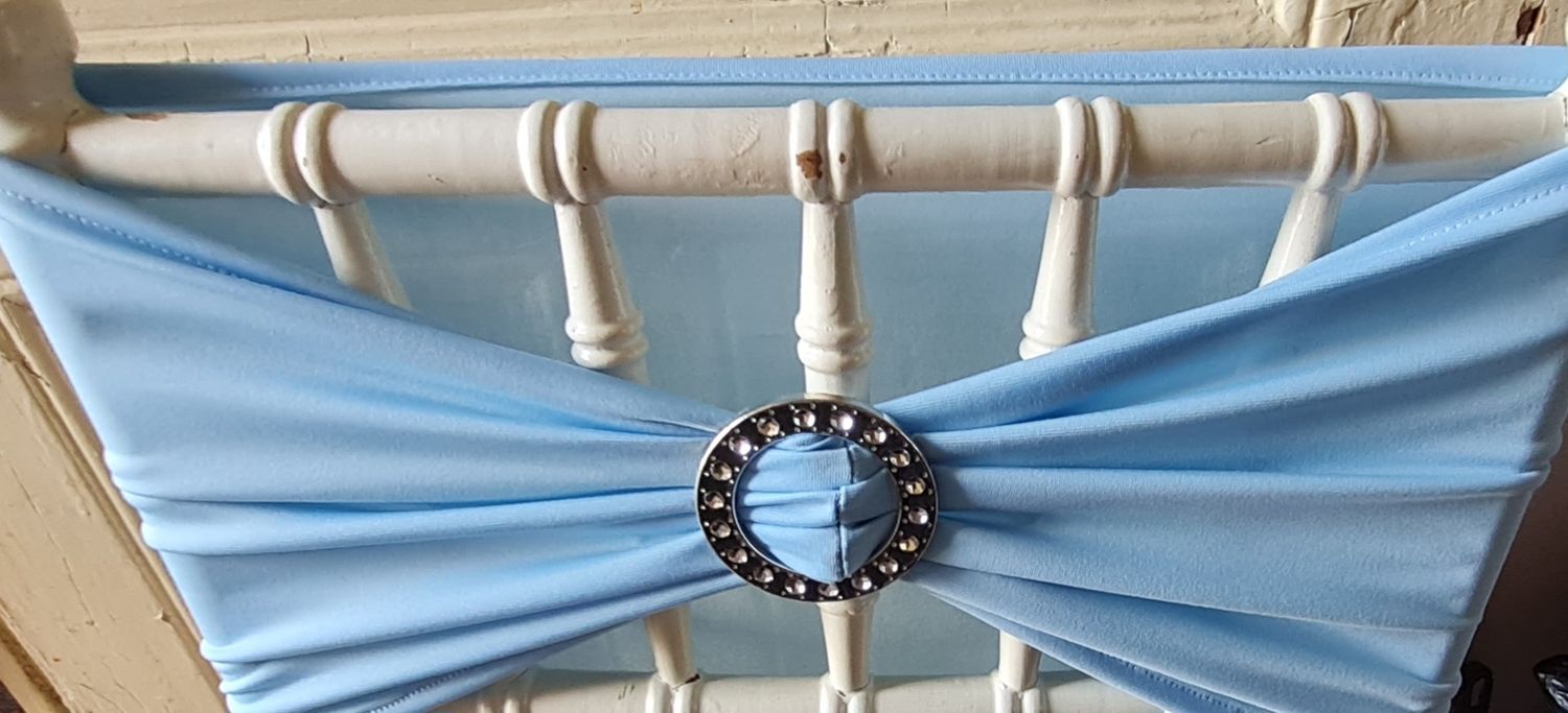 Benzi elastice baby-blue, cu catarama argintie