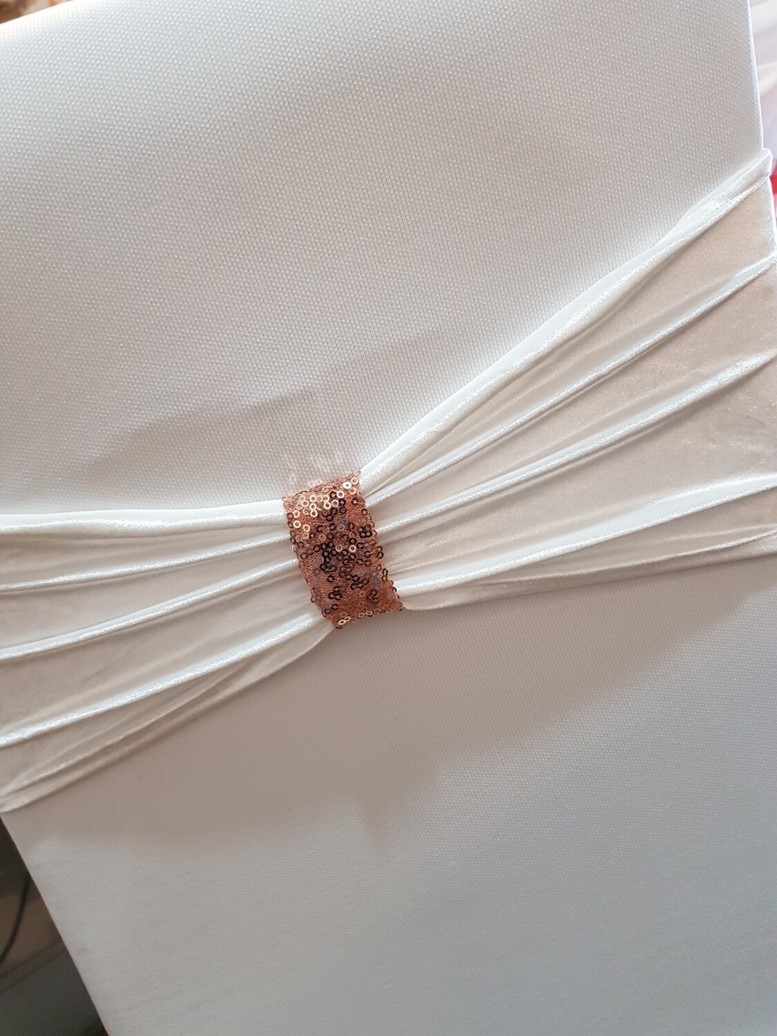 Esarfe elastice catifea alba cu inel somon