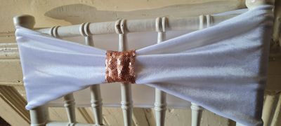 Esarfe elastice catifea alba cu inel somon