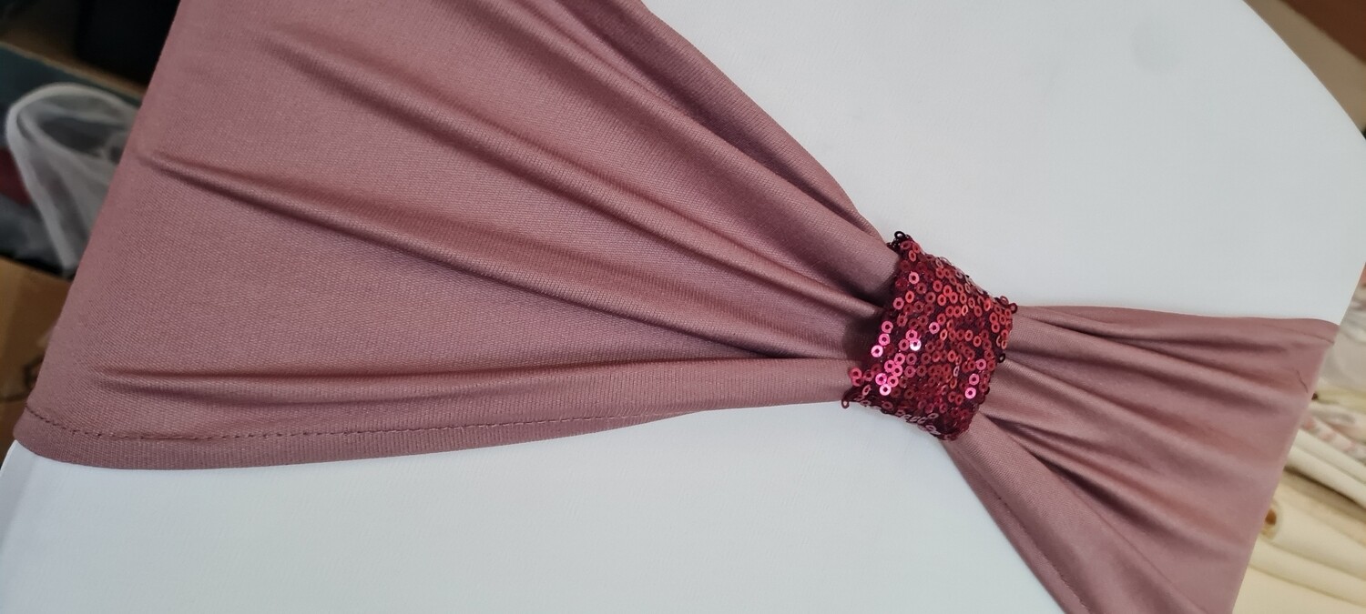 Benzi elastice dusty rose cu inel paiete visinii