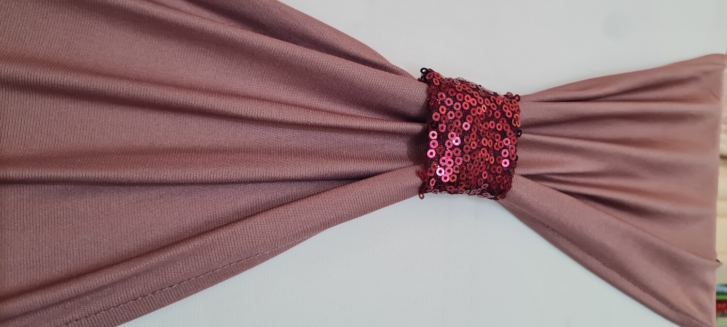 Benzi elastice dusty rose cu inel paiete visinii