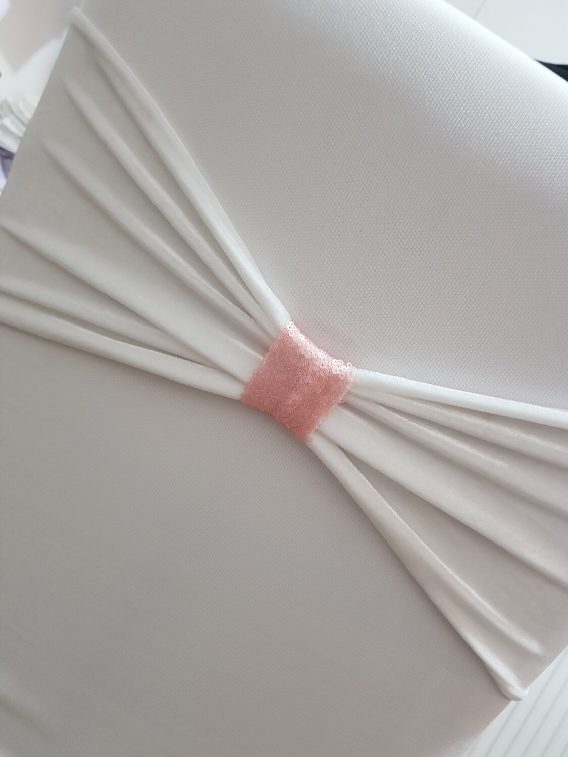 Benzi catifea alba cu inel roz