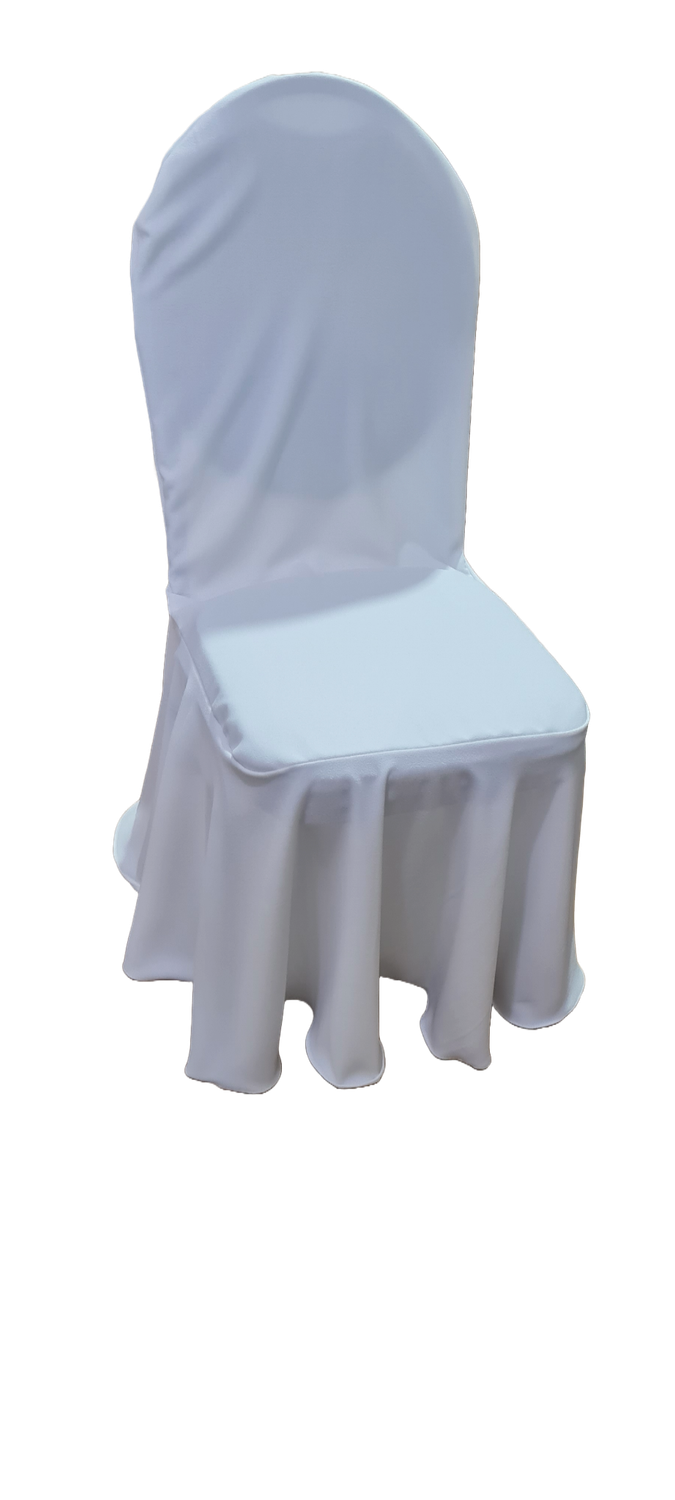 Huse ivory pentru  scaun restaurant cu spătar rotund