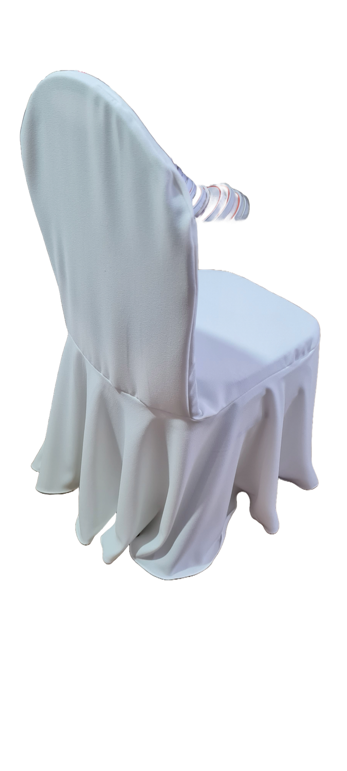 Huse ivory pentru  scaun restaurant cu spătar rotund