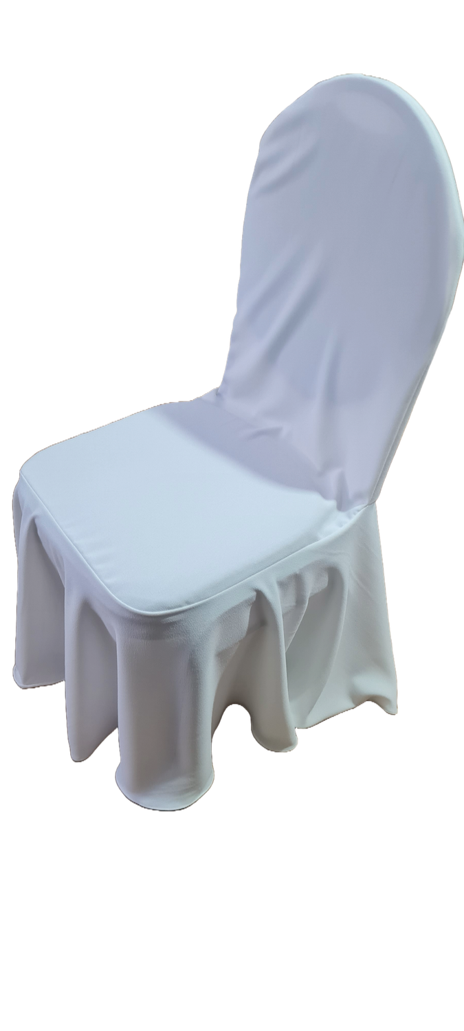 Huse ivory pentru  scaun restaurant cu spătar rotund