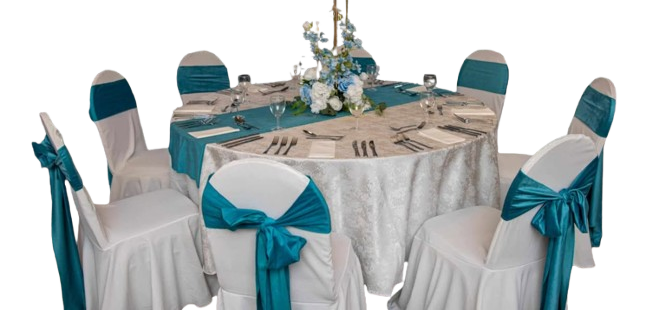 Huse ivory pentru scaun restaurant cu spătar rotund