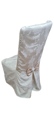 Husă damasc ivory, cu dantelă și papion