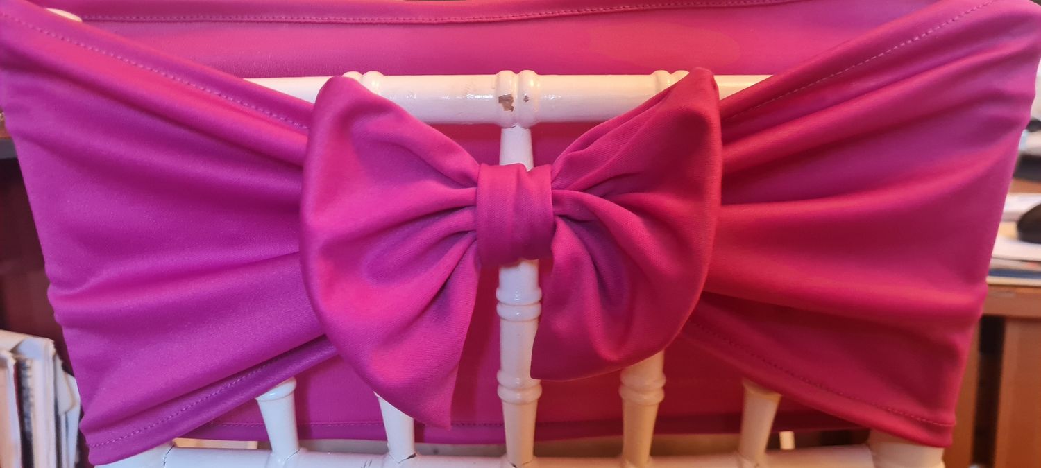 Benzi elastice fucsia-violet cu papion