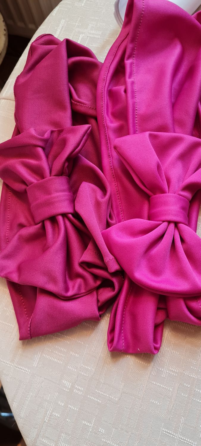 Benzi elastice fucsia-violet cu papion