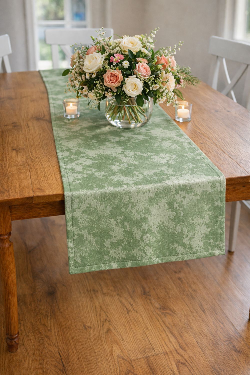 Traversa  brocart verde ”mar”, model a p e