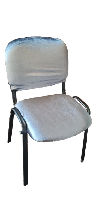 Husă catifea gri metalizat scaun vizitator ( 2 piese)