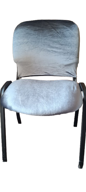 Husă catifea gri metalizat scaun vizitator ( 2 piese)