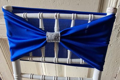 Benzi elastice albastru royal cu inel paiete argintii