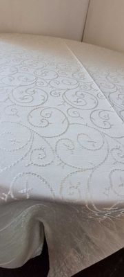 Față masă brocart ivory light, diametrul 300 cm, model melci