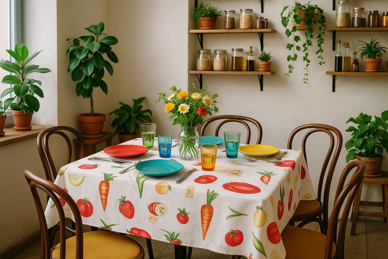 Față de masă pentru bucătărie, bumbac imprimat
