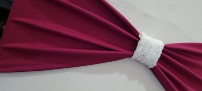 Benzi elastice fucsia închis cu inel paiete albe