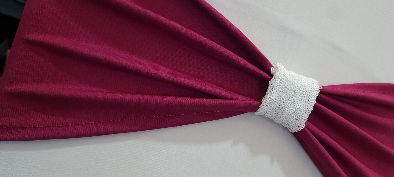 Benzi elastice fucsia închis cu inel paiete albe