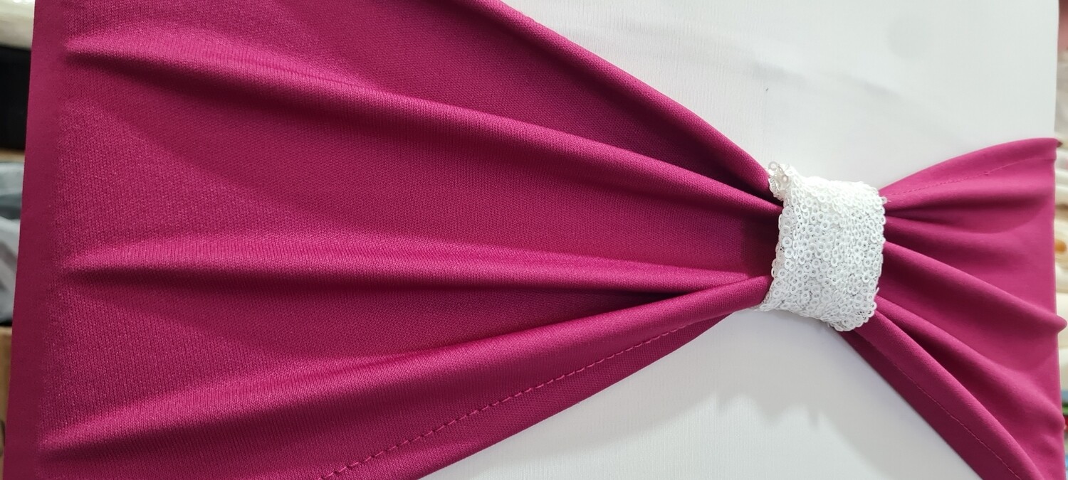 Benzi elastice fucsia închis cu inel paiete albe