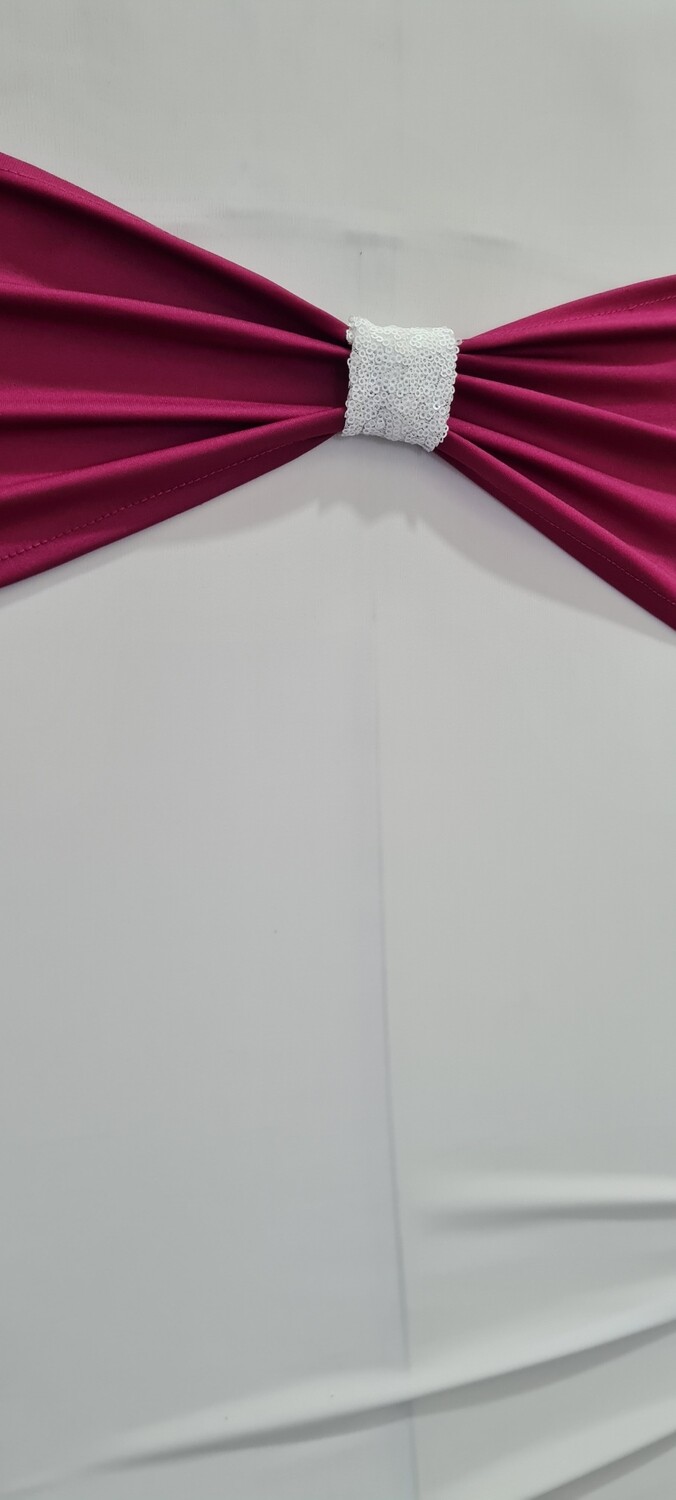 Benzi elastice fucsia închis cu inel paiete albe