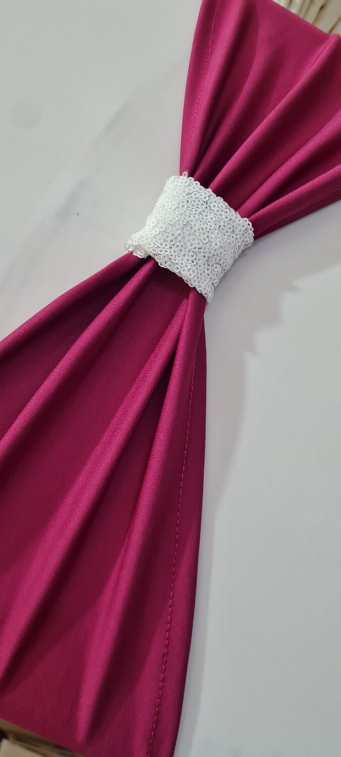 Benzi elastice fucsia închis cu inel paiete albe