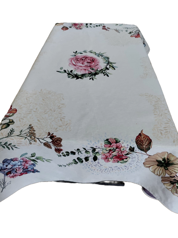 Față de masă 140x180 cm, țesătură  goblen - maci, hortensii, bumbac