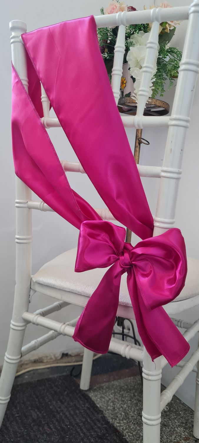 Eșarfe 14x200 cm, satin roz fucsia