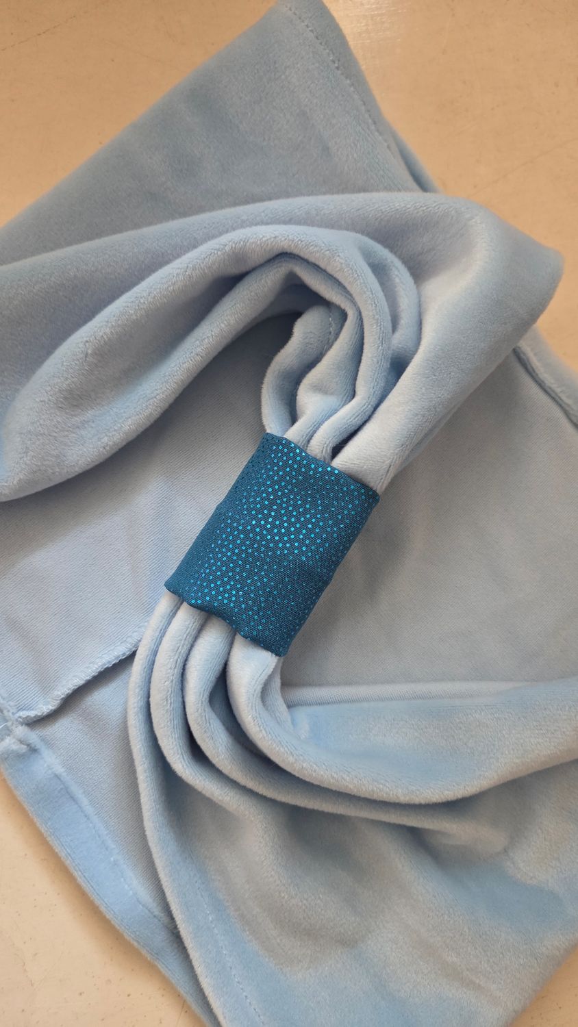 Benzi elastice catifea baby blue cu inel textil turcoaz