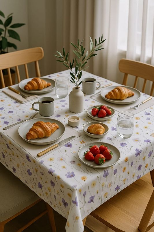 Față de masă țesătură impermeabila,  flori de câmp