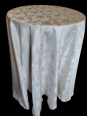 Fete de masă rotunde, brocart model ape-ape culoarea ivory