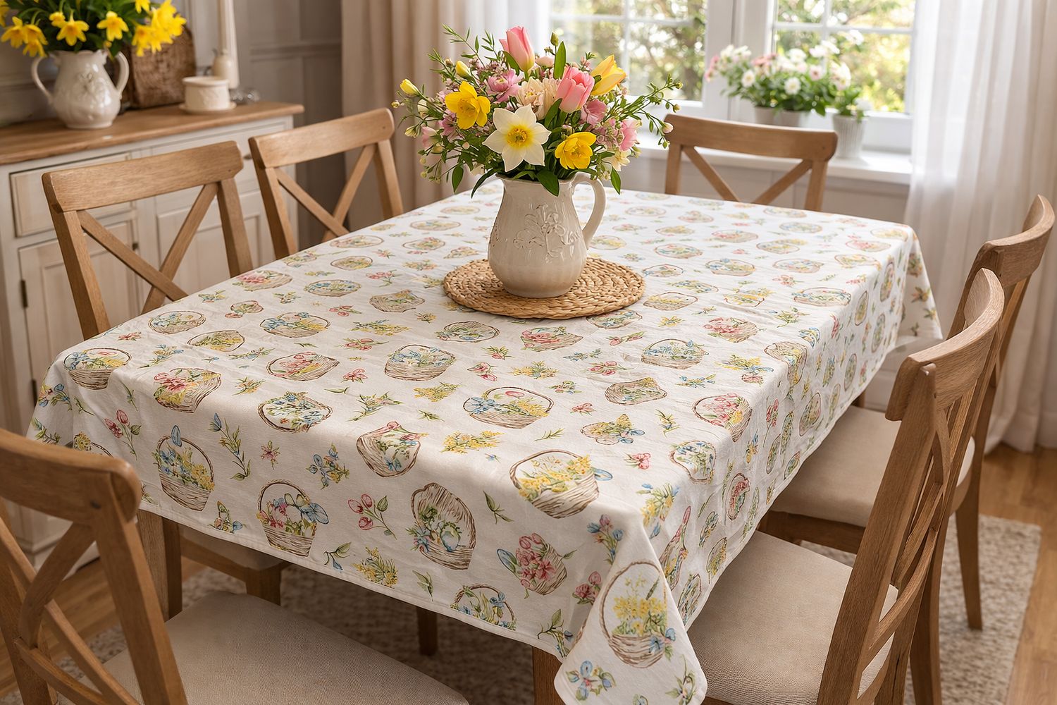 Fețe de masă impermeabile coș cu flori