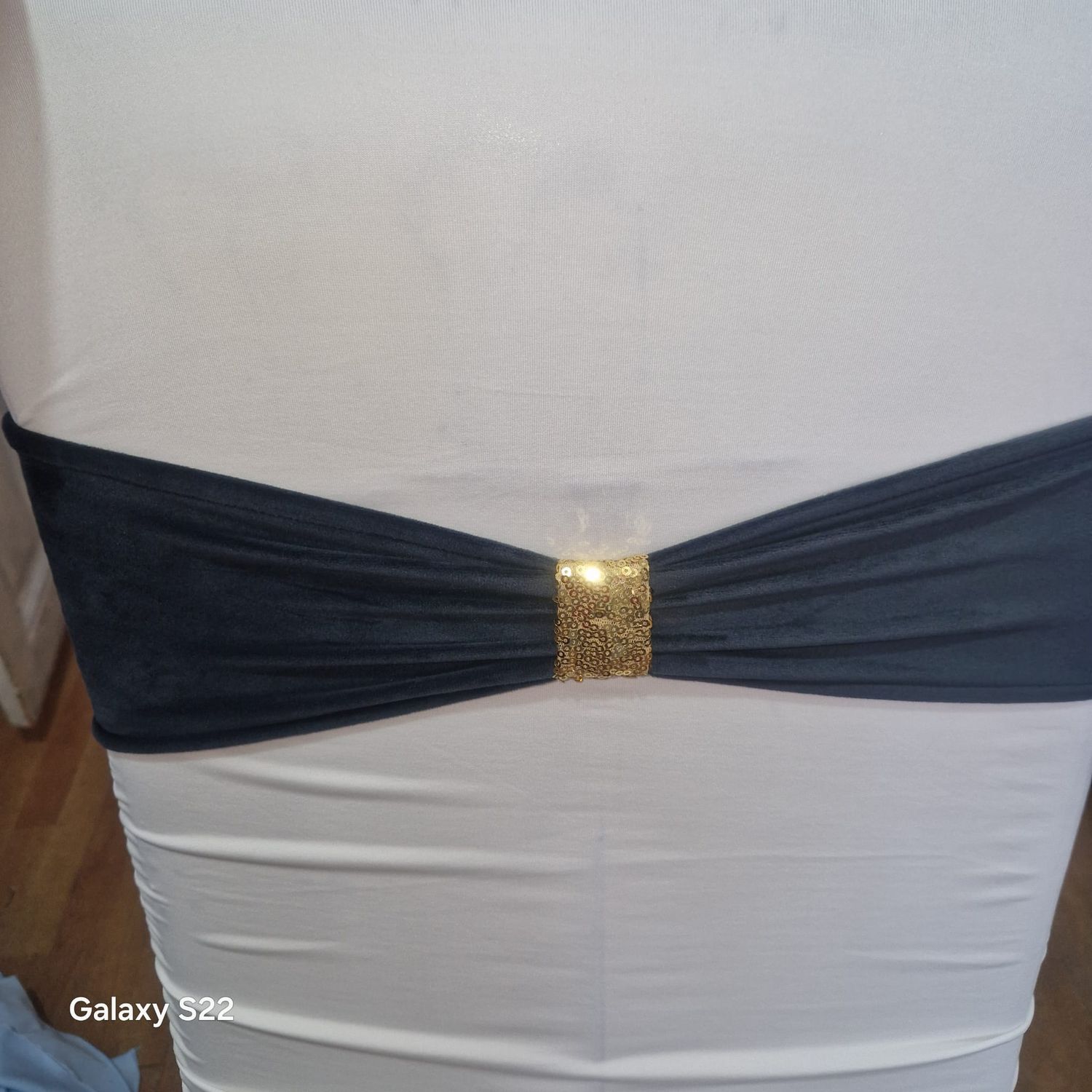 Banda elastica catifea gri  cu inel paiete