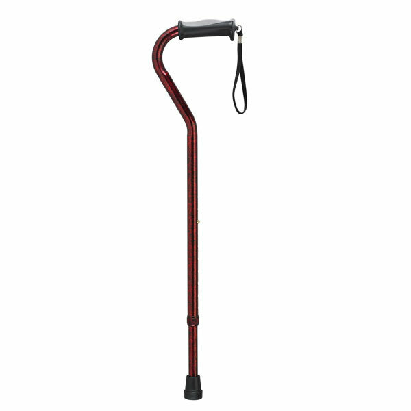 Offset Cane With Gel Grip - Red Crackle