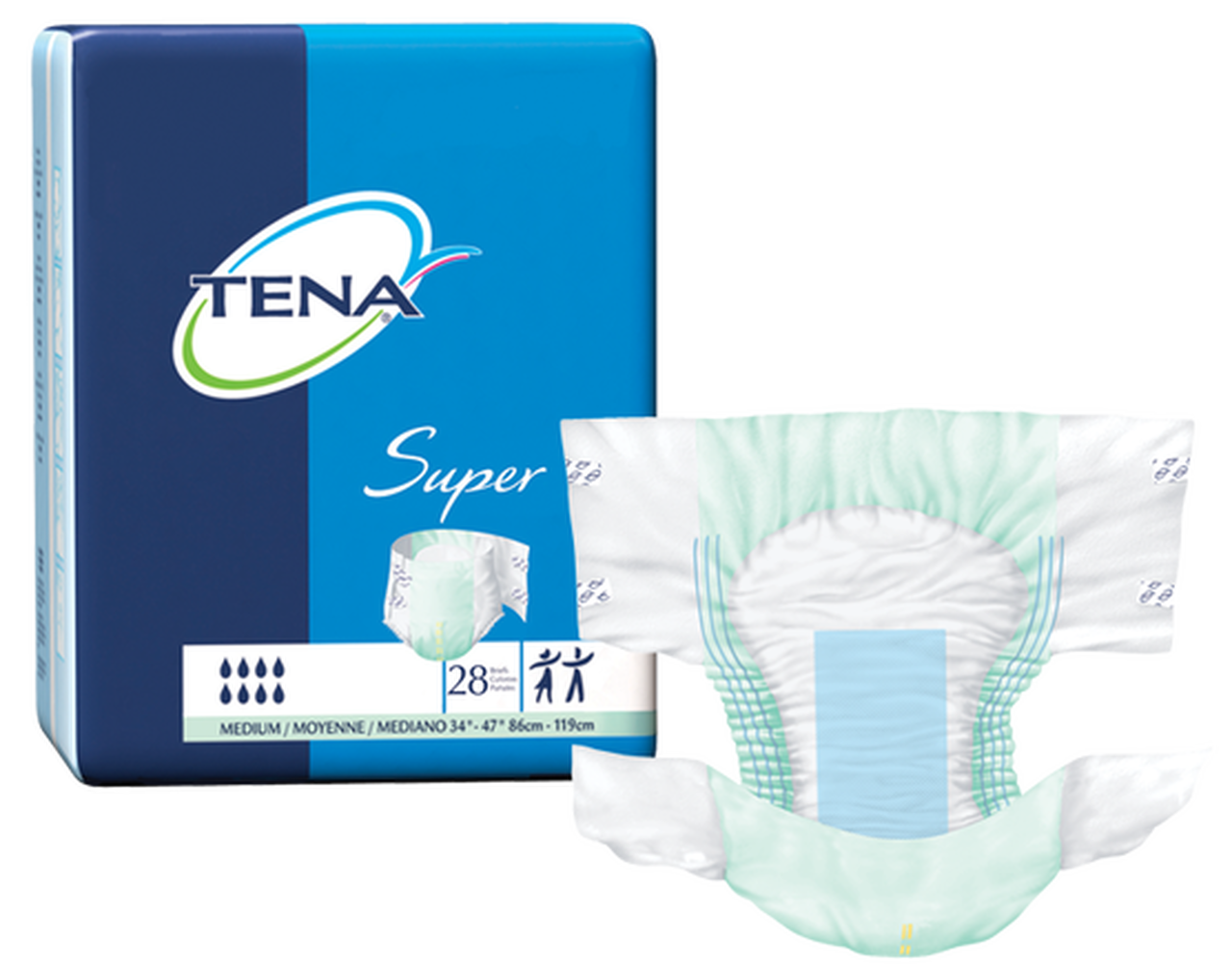 EACH PACKAGE - 67401 - TENA Super Medium Brief - 28/Pkg