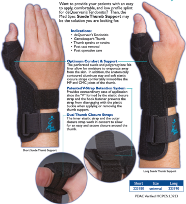 Suede Thumb Support 7.5''